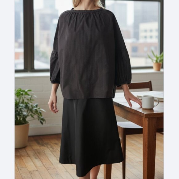 Pamela Milano Modest Set Outfit Skirt Blouse Top Size 50 Stripes - Picture 1 of 13